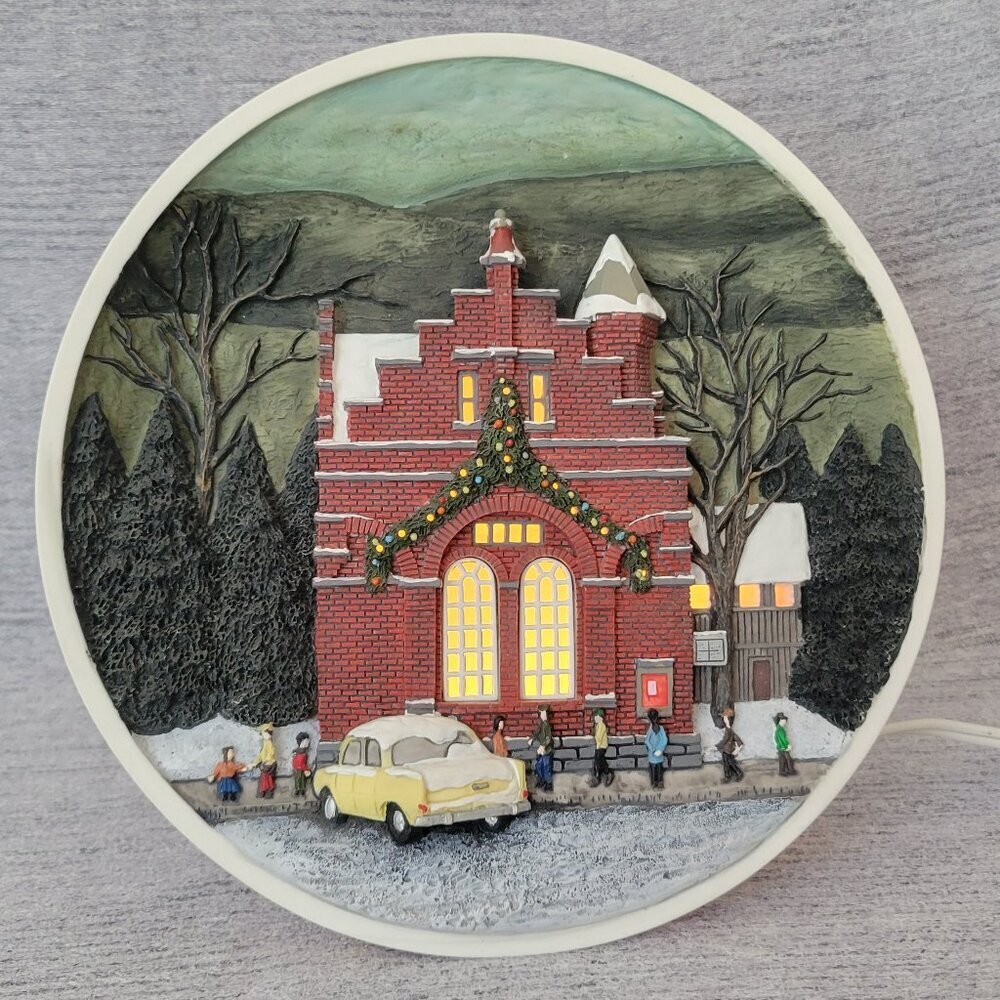 Norman Rockwell 1993 Main Street "The Town Office" Lighted Plate